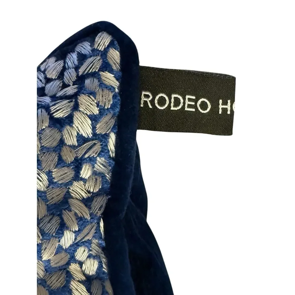Rodeo Home Luxury Throw Pillow Rectangular Blue Silver Feather Filled 22”x14”